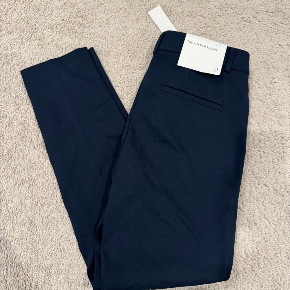 Loft Sutton Skinny Navy Blue Dress Pants Size 4 Curvy New Women